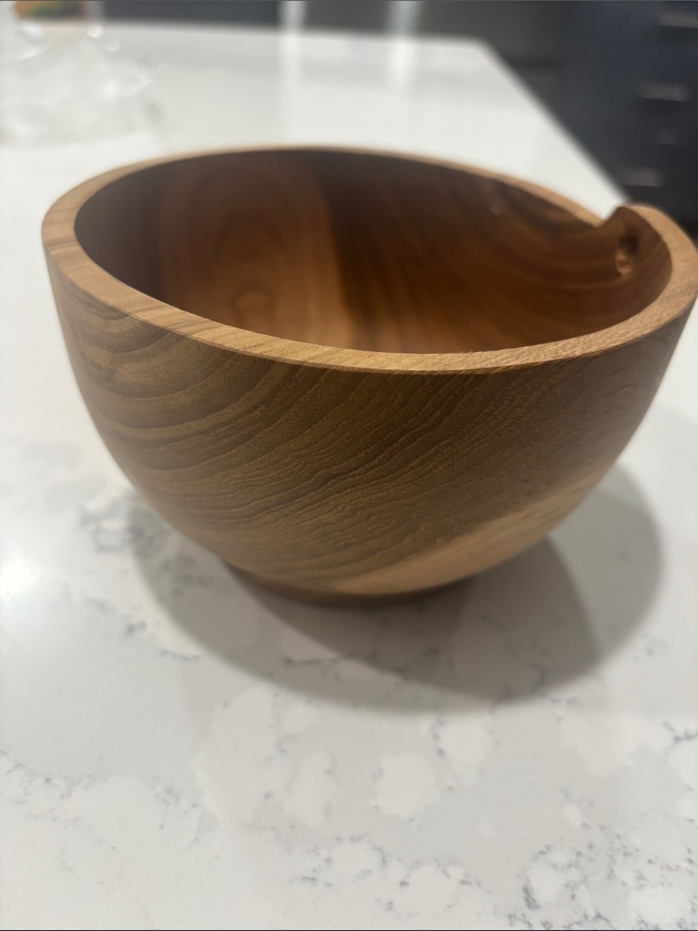 Rainforest Handcrafted Wooden Yarn Bowl in Warm Brown